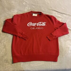 Coca Cola Sweater Adult Small Red Orlando‎ Crew Neck Pullover Sweatshirt Workout